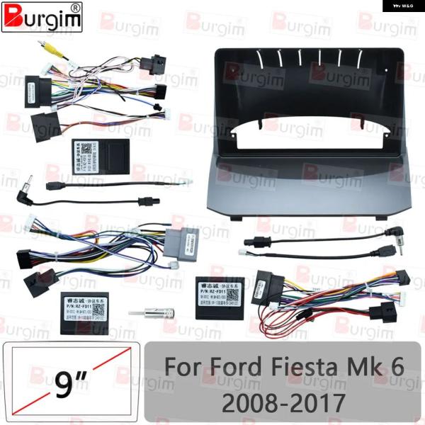 並行輸入品 フォード フィエスタ MK6 カー ラジオ フェイシア フレーム 9インチ 2DIN ステレオ パネル 16ピン オーディオ ハーネス ワイヤー電源