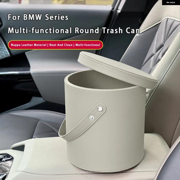 並行輸入品 BMW 大容量車載ゴミ箱 オーガナイザー 収納 ボックス 多機能丸型ゴミ箱蓋 1234567シリーズ X3X4用