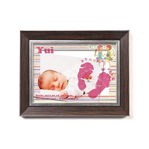 クリアフォトフレームメモリアル カラーフレーム８種類選択 手がた足がた付き お名前 漢字 アルファベット 星座イラスト 生年月日 赤ちゃん Sawazoom