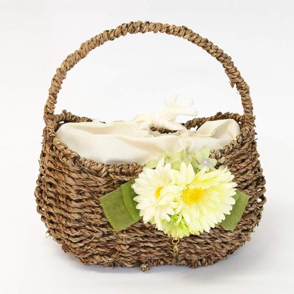 Lulus ルルズ 花カゴバック 巾着付 ガーベラ かご 生花 バスケット 花カゴバック ガーベラ プリザーブドフラワー サイズ H26cm W24cm D16cm 花 Sawazoom