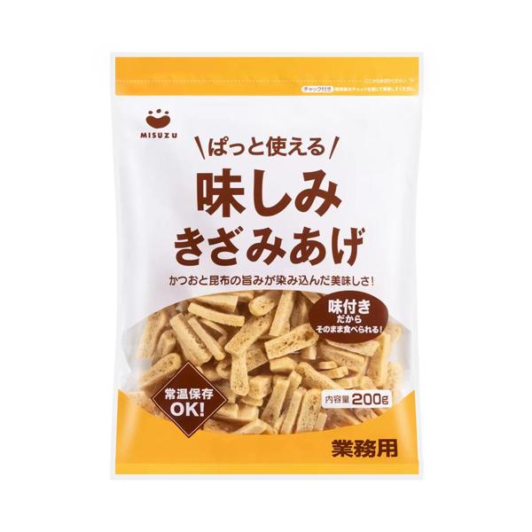 乾燥した味付きのきざみあげです。味付きでそのまま食べられる為、お味噌汁やうどんにパッと乗せるだけで、簡単に美味しくボリュームアップすることが出来ます。乾燥していることで常温保存が可能になり、通常の生のきざみあげよりも日持ちします。またチャッ...