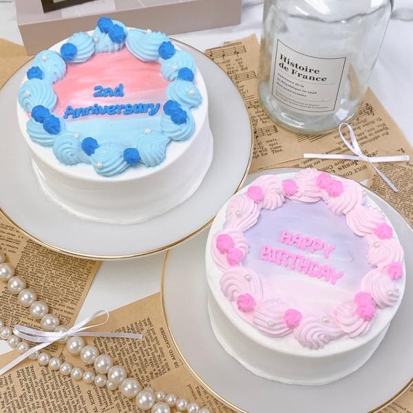 ■＼ 全9色から2色選べる♪／パステルグラデーションローズセンイルケーキ 4号色を2色お選びいただける、パステルカラーがかわいいセンイルケーキです♪ケーキの中には甘酸っぱいいちごジャムがサンドされています。・1色目：グラデーション（下）、絞...