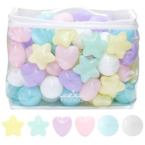 【商品名】　RiZKiZ カラーボール 丸/星/ハート パステル 7色 100個入り 直径5.5cm やわらかポリエチレン製 (プール/ボールハウス/キ 【商品説明】　・※こちらはカラーボールのみの販売となります。プール等は付属しません。 ...