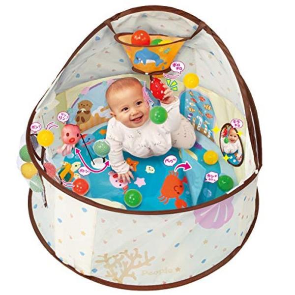 【商品名】　360°知育ベビードーム 対象年齢６カ月以上 知育遊び20種類以上 ボールプールに変身 長く遊べる コンパクトに収納 【商品説明】　・0歳のお部屋の居場所にピッタリの知育玩具・360°に散りばめられたしかけをつかった20種類以上...