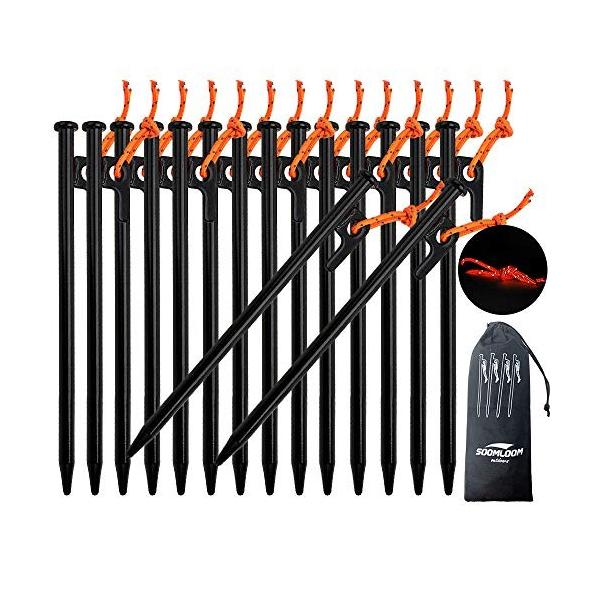 Soomloom スチール ソリッド ペグ テーク キャンプ設営用具 25cm 8本1セット 16本セット 16本セット収納ケース付き Karta Halva Online