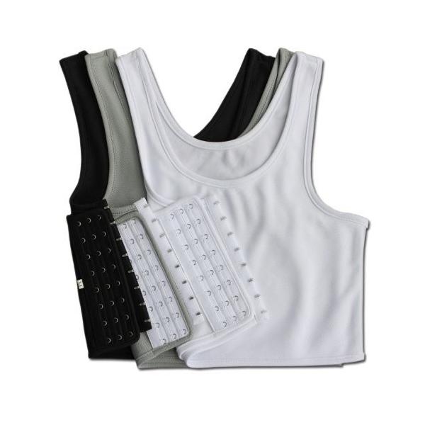 男装用の胸つぶしシャツです。伸縮性があって着やすい商品です。商品内容：黒、白、灰　各1枚ずつの3枚セットです。素材：ポリエステル (メッシュタイプ)サイズ：M重量：約180g製造国：中国サイズ詳細S 胸囲：79cm以下、アンダーバスト：68...