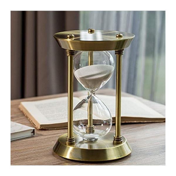 砂時計 アンティーク風 30分計 メタル タイマー ブロンズ枠 ホワイト砂