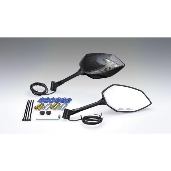 KIJIMA TECH07ミラー L/Rセット ブラック KIJIMA キジマ ミラー TECH07 カーボンルック ウインカー付 L/R