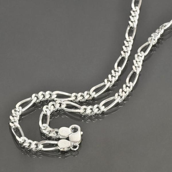 良品★925シルバー ネックレス フィガロチェーン メンズ レディース ネックレス メンズシルバー925 フィガロ チェーン 60cm 5.1mm シルバー