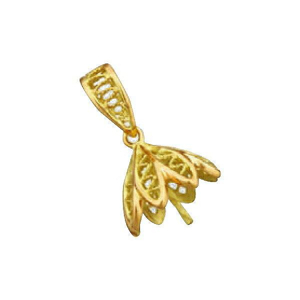 唐草模様の18金バチカン付きヘマタイトのチャーム 1個売り】 バチカン付きつきさしパーツ 18金 イエローゴールド パール
