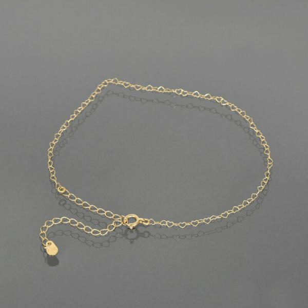 アンクレット チェーン 18金 イエローゴールド ハートチェーン 幅1.9mm