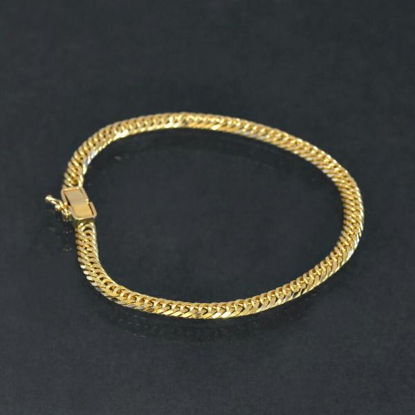 ブレスレット チェーン 18金 イエローゴールド 6面カットダブル喜平