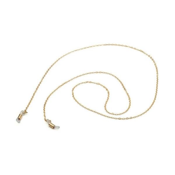 18金　メガネチェーン　18K メガネチェーン 18金 イエローゴールド フラット荒小豆チェーン（筒型