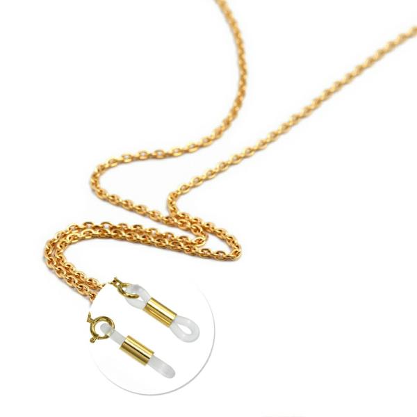 メガネチェーン 18金 イエローゴールド 小豆チェーン（筒型） 幅1.2mm