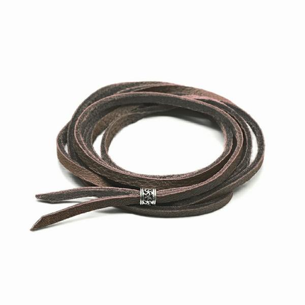 革紐 シカ紐 シルバー925 シルバービーズ付き鹿革ひも 平紐 幅3.0mm 長