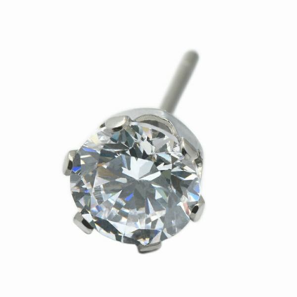【バラ売り/1個】 ピアス ステンレス キュービックジルコニアのスタンダードなピアス 石：5.0mm クリア