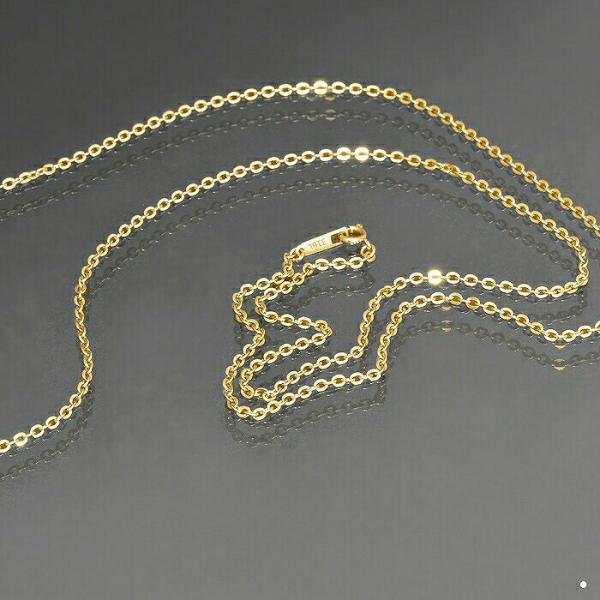ネックレス チェーン サージカルステンレス 316L 金色 フラット小豆チェーン 幅2.3mm 長さ45cm