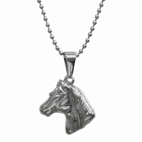 ペンダントトップ ステンレス ウマモチーフのペンダント Sサイズ チェーン付属 馬 うま ホース