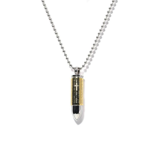 ペンダントトップ サージカルステンレス メッセージ入り弾丸型のネジ式