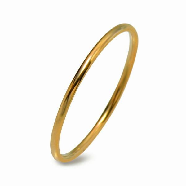 指輪 ステンレス シンプルな甲丸リング 幅1.0mm 金色
