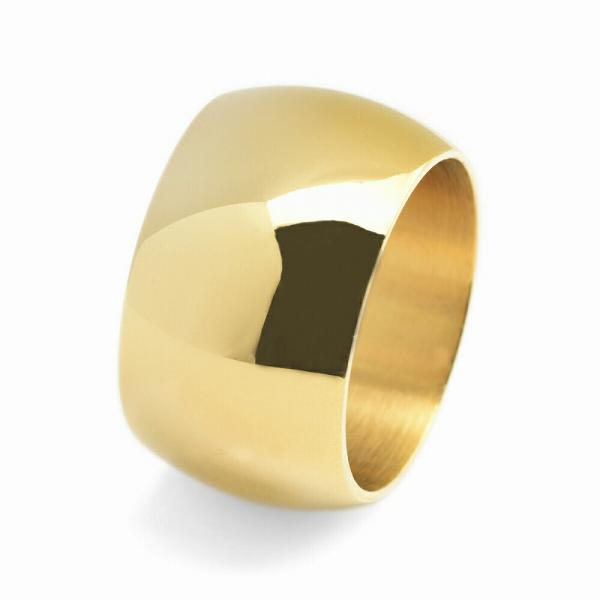 指輪 ステンレス シンプルな甲丸リング 幅12.0mm 金色