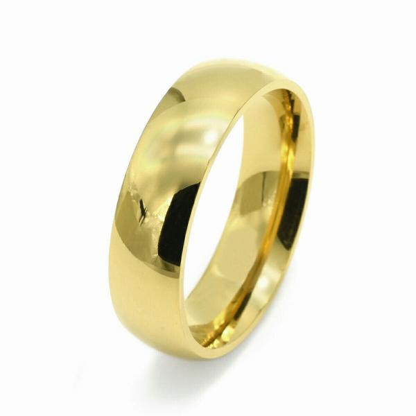 指輪 ステンレス シンプルな甲丸リング 幅6.0mm 金色