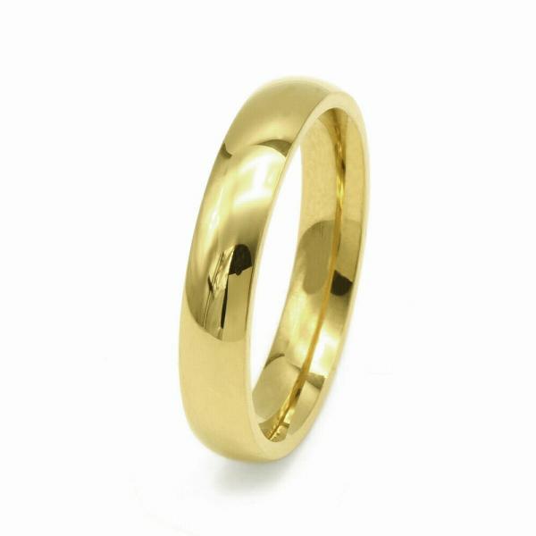 指輪 ステンレス シンプルな甲丸リング 幅4.0mm 金色