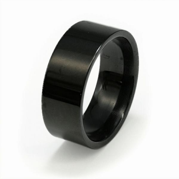 指輪 ステンレス シンプルなフラットリング 幅8.0mm 黒