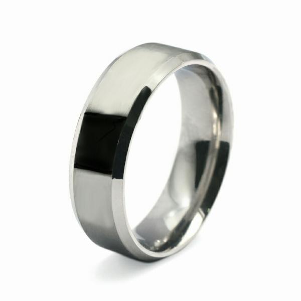 指輪 ステンレス センターラインマット加工×両サイドカットのデザインリング 幅6.0mm 銀色