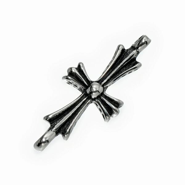 【1個売り】 チャームパーツ ステンレス クロスチャーム 両側丸カン コネクタパーツ 縦21.0mm 横8.5mm フレアークロス 十字架