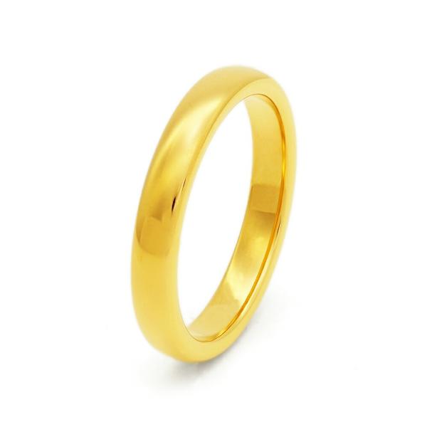 指輪 タングステン シンプルな甲丸リング 幅3.0mm 金色 ゴールド｜Tungsten アクセサリー レディース メンズ