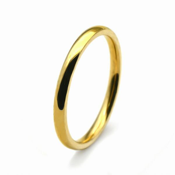 指輪 チタン シンプルな甲丸リング 幅2.0mm 金色 ゴールド｜Titan アクセサリー レディース メンズ
