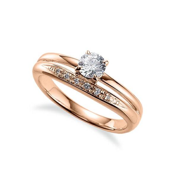 豪華な 指輪 18金 ピンクゴールド 天然石 サイド二文字リング 主石の直径約4.4mm 四本爪留め K18PG 18k レディース メンズ 