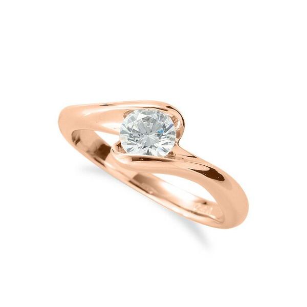 指輪 18金 ピンクゴールド 天然石 一粒リング 主石の直径約5.2mm