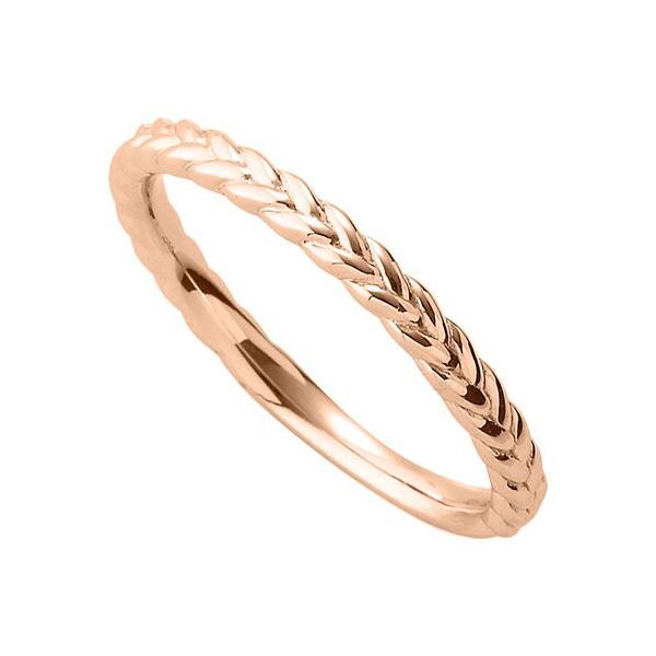 指輪 18金 ピンクゴールド 編み込み模様のデザインリング 幅2.0mm