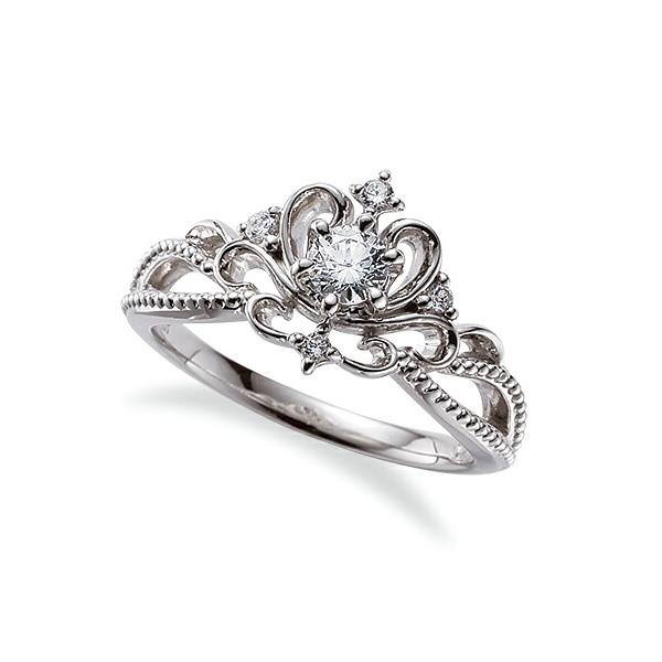 指輪 18金 ホワイトゴールド 天然石 ティアラモチーフのデザインリング