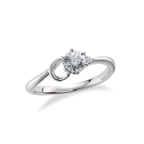 指輪 18金 ホワイトゴールド 天然石 C イニシャルモチーフのサイド