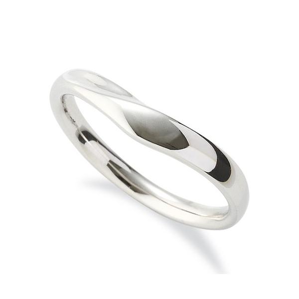 指輪 18金 ホワイトゴールド シンプルモダンなV字リング 幅3.4mm