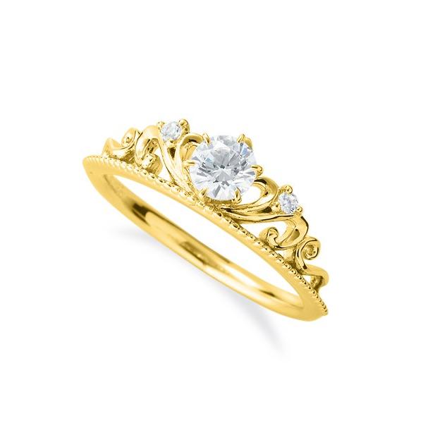 指輪 18金 イエローゴールド 天然石 ティアラモチーフのデザインリング