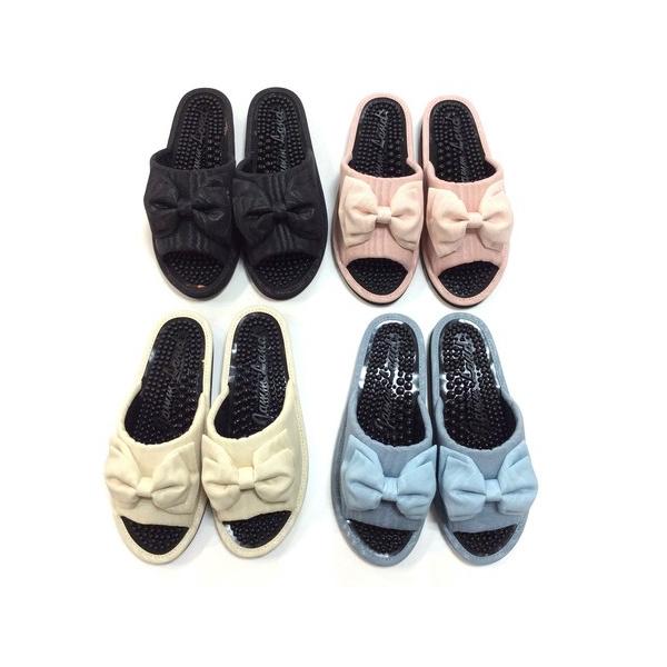 モアレリボン付きヘルススリッパ：エレガントな健康サンダル : ルブレ