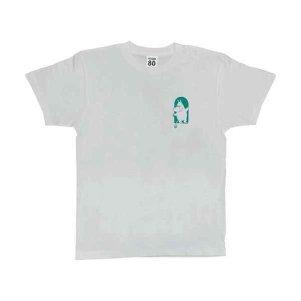ムーミン　Tシャツ　 80周年記念 Tシャツ半袖　ホワイト　WH×GN　 MOOMIN アパレル キャラクター 【メール便利用商品です】