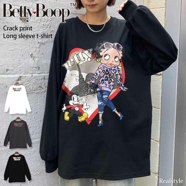 BETTY BOOP ベティブープ Tシャツ レディース 長袖 薄手 キャラクター 