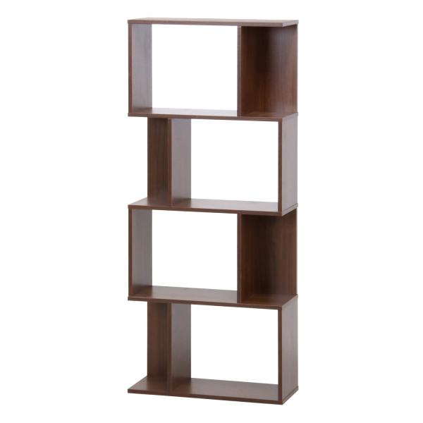 他サイト： 不二貿易 オープンラック シェルフ 4段 幅59×奥行24×高さ141cm ミディアムブラウン ディスプレイラック S型 組立商品 9871の商品画像