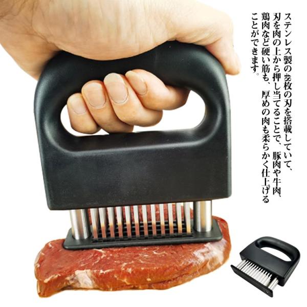 洗いやすい ミートテンダライザー 肉叩き 48刃 調味料が染み込み料理用