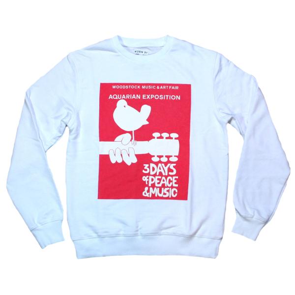[Worn By] Woodstock Music &amp; Art Fair / Logo Sweatshirt (White) - ウッドストック スウェット