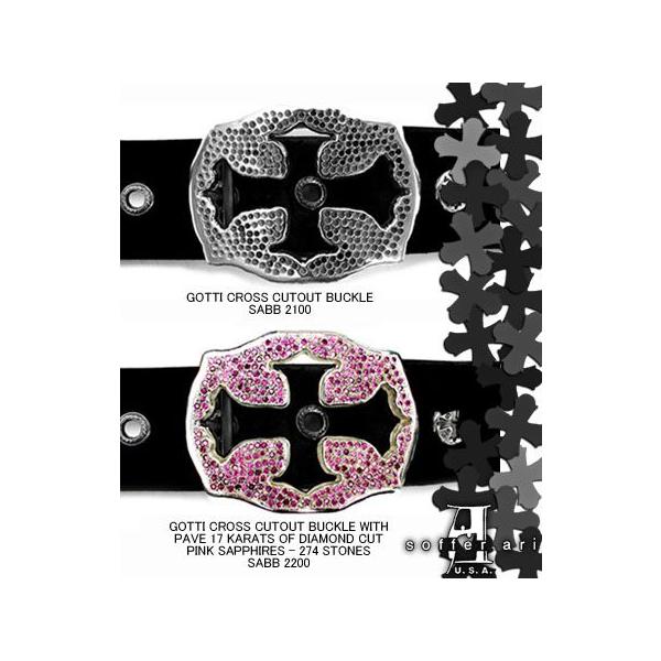 ソファーアリ SofferAri  GOTTI CROSS CUTOUT/ゴシッククロスカットアウト シルバーバックルXステッチレザーベルト メンズ CHROME HEARTS（クロムハーツ） ソファアリ SofferAri バックル GOTTI