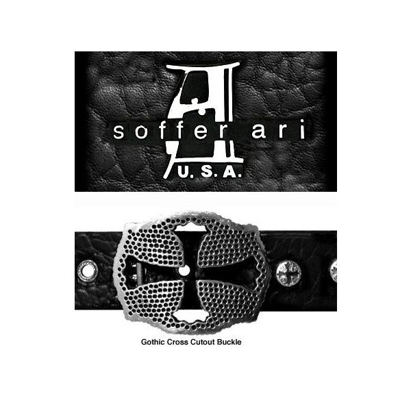 ソファーアリ SofferAri  GOTTI CROSS CUTOUT/ゴシッククロスカットアウト シルバーバックルXステッチレザーベルト メンズ CHROME HEARTS（クロムハーツ） ソファアリ SofferAri バックル GOTHIC