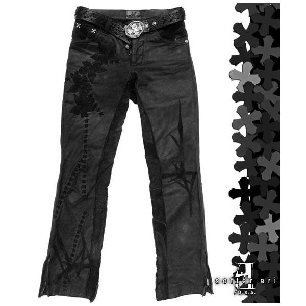 �\�t�@�A�� SofferAri ���b�V�� �A���h �X�e�b�` ���U�[ �p���c LASH AND STITCH LEATHER PANTS - PRICES STARTING FROM ���U�[�p���c