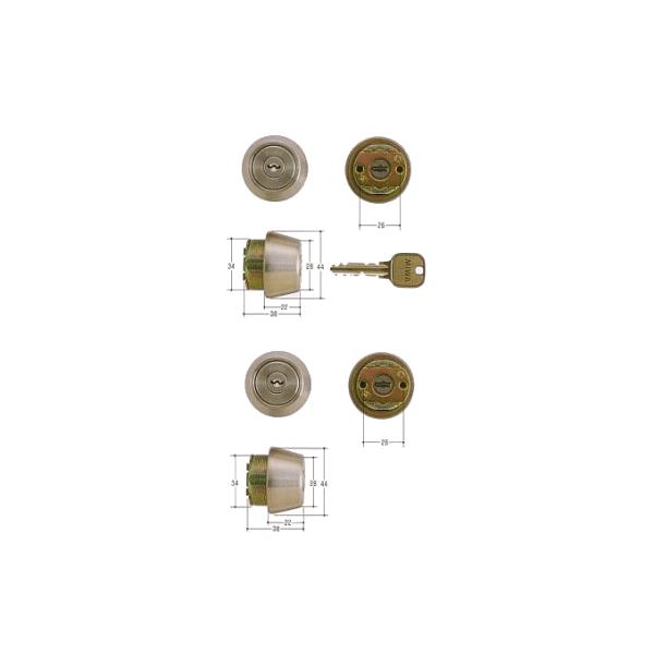 美和ロックU9シリンダー色々 90点 美和ロック MIWA U9WCYTE22ST (キー6本付) MCY-434 2個同一 シルバー