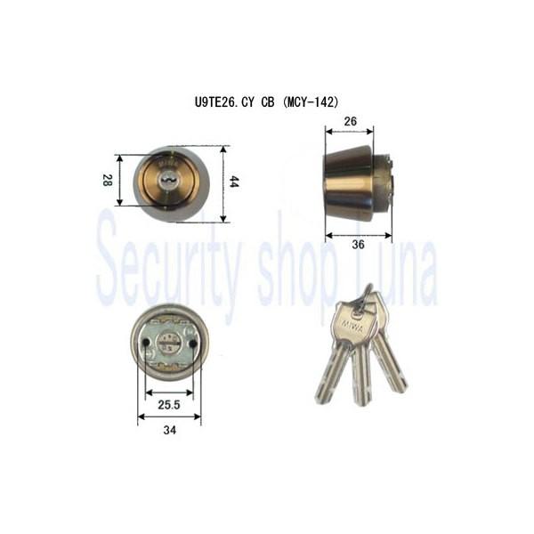 美和ロック Ｕ９ＴＥ２６シリンダー Ｕ９ＴＥ２６．ＣＹ ＣＢ色 鍵数３